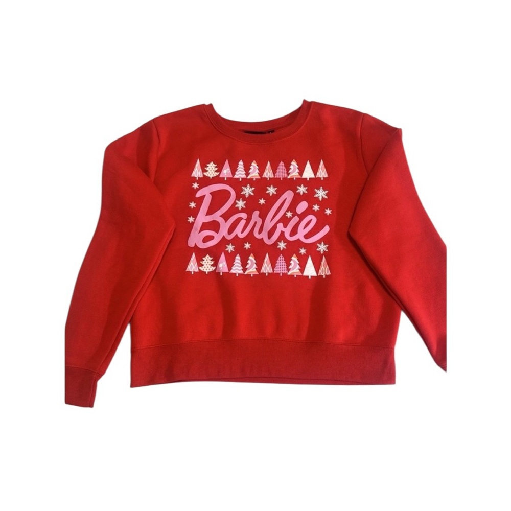 Barbie Christmas Sweatshirt – Red pullover with pink Barbie Logo Size L